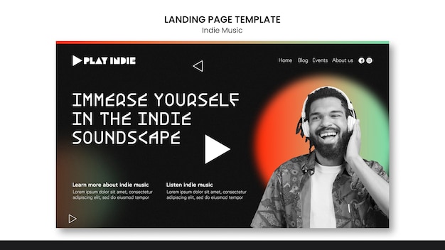 Gradient indie music landing page template