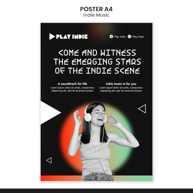Gradient indie music poster template