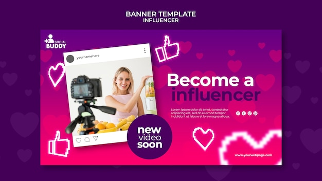 Gradient Influencer Banner Design Template: Download for Free