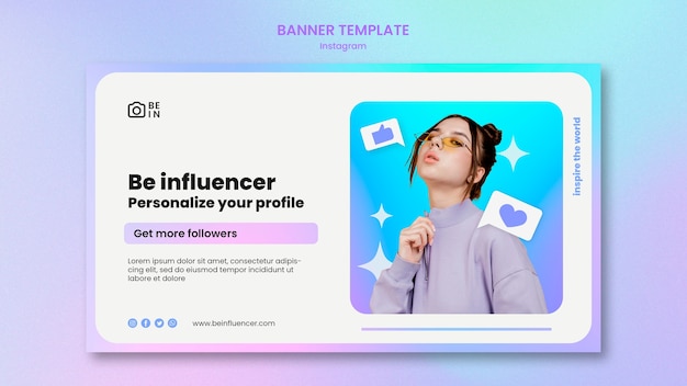 Modello di progettazione banner per influencer sfumato