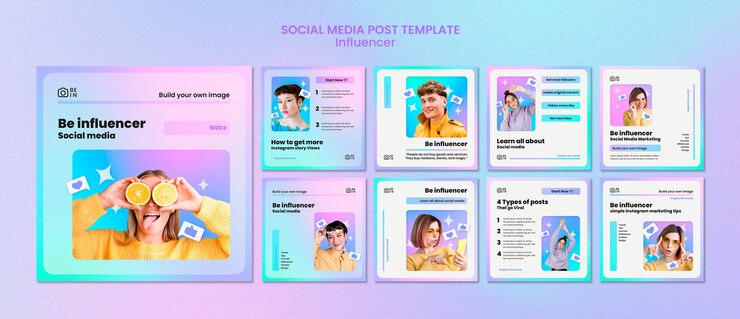 無料PSD グラデーションインフルエンサーinstagram投稿テンプレート