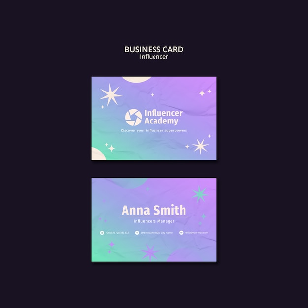 Free PSD gradient influencer job business card