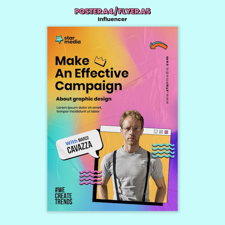 Free PSD gradient influencer job  poster template