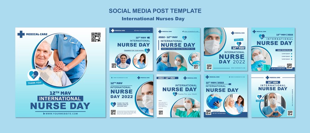  Gradient international nurses day instagram posts template Premium Psd