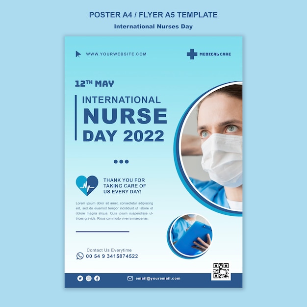 Free PSD gradient international nurses day poster template