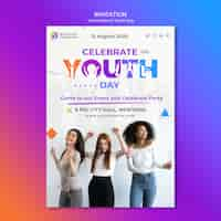 Free PSD gradient international youth day invitation template