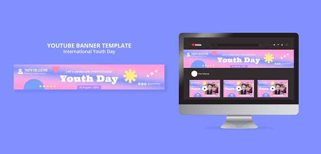 Make your International Youth Day Special with the Gradient YouTube Banner Template