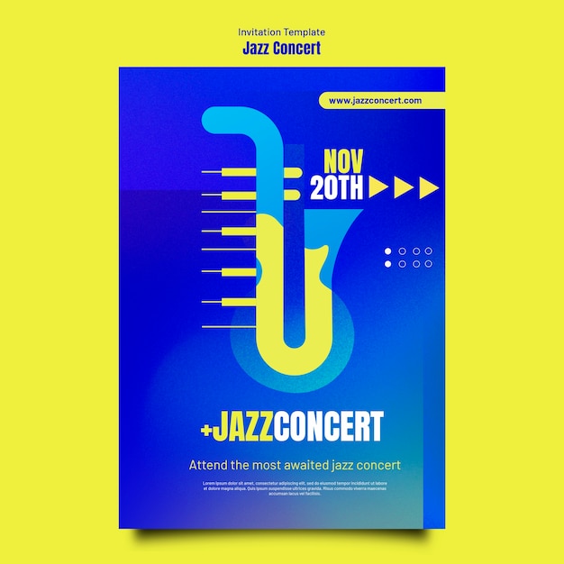 Бесплатный PSD Приглашение на джазовый концерт gradient