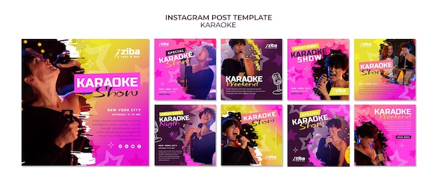 PSD gratuito modello di post instagram divertenti per il karaoke sfumato