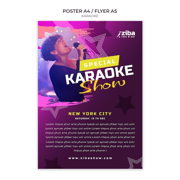 PSD gratuito modello di poster divertente per karaoke sfumato