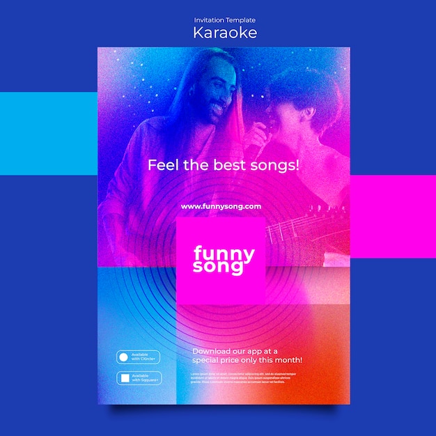 Gradient karaoke party invitation template