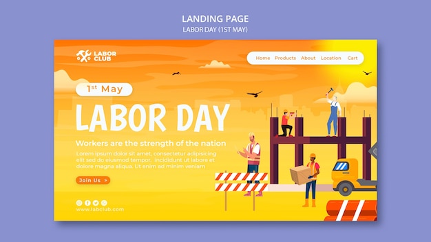 PSD gratuito design del modello di banner per la festa del lavoro a gradiente