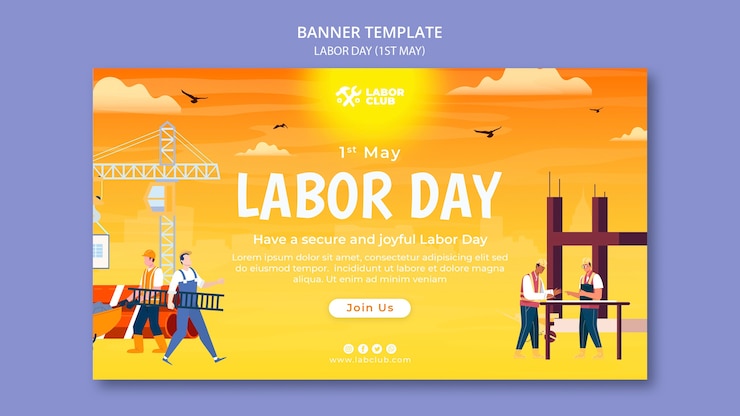 ฟรี PSD gradient labor day landing page template design