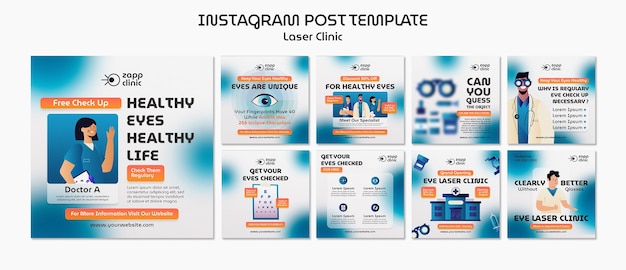 Gradient laser clinic instagram posts template