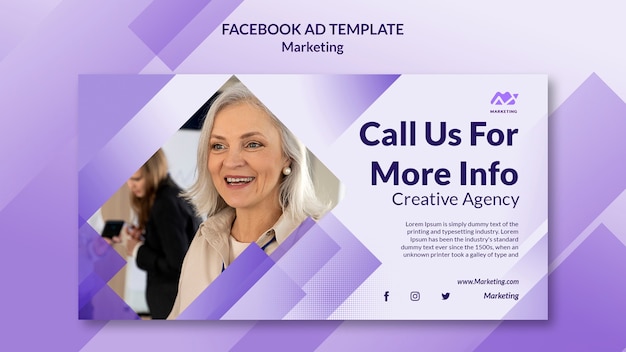 Бесплатный PSD Градиентный маркетинг шаблон дизайна рекламы в фейсбуке