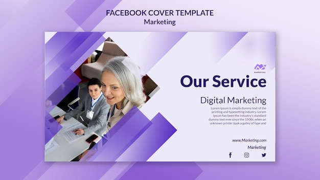 Marketing Facebook Cover Design Template with Gradient Effect – Free PSD Download