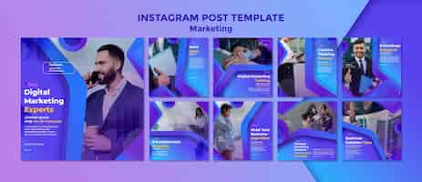 PSD gratuito modello di progettazione del post di instagram di marketing sfumato