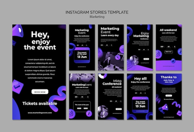 Free PSD gradient marketing instagram stories