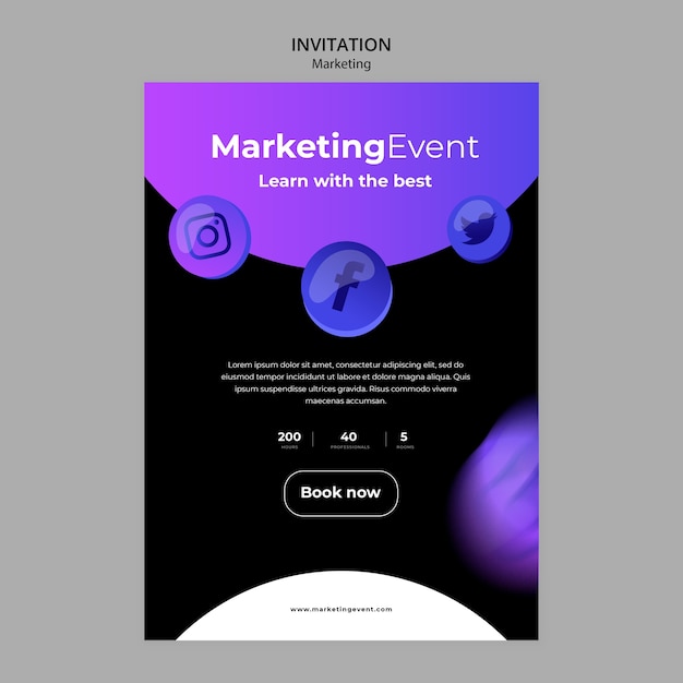 Free PSD gradient marketing invitation template