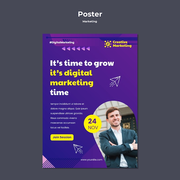 PSD gratuito design del modello di poster di marketing sfumato