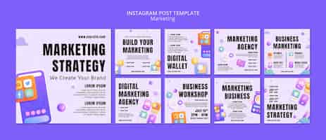 Free PSD gradient marketing strategy instagram posts