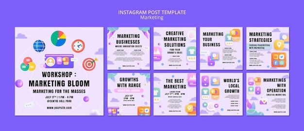 PSD gratuito post di instagram di strategia di marketing graduale