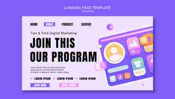 Free PSD gradient marketing strategy landing page