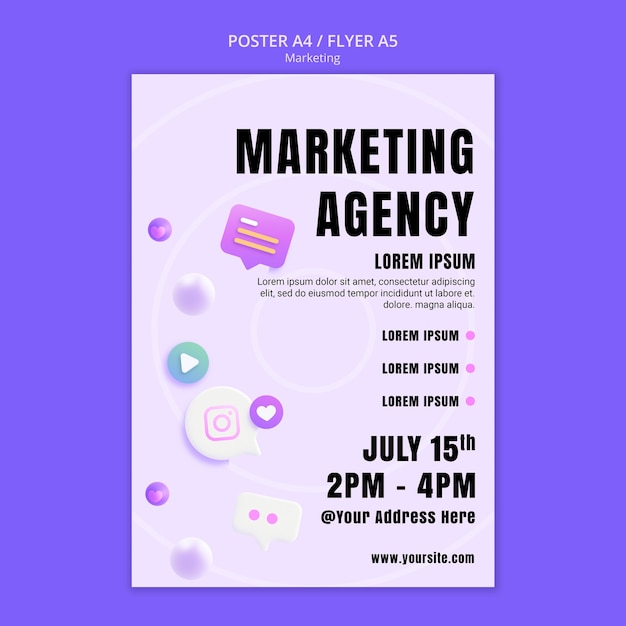 Free PSD gradient marketing strategy poster template