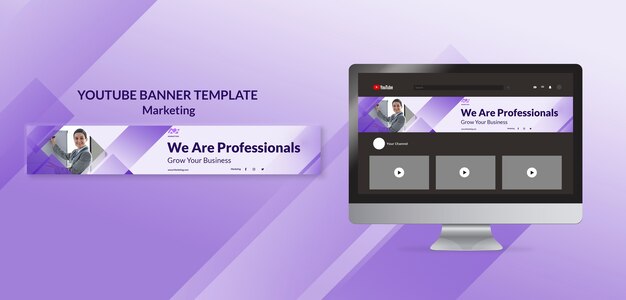 Gradient marketing youtube channel art design template