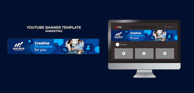Gradient Marketing Youtube Channel Art Design Template
