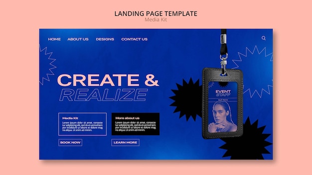 Free PSD gradient media kit landing page template