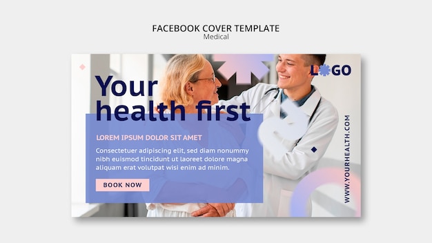 PSD gratuito modello di copertina facebook per cure mediche sfumate