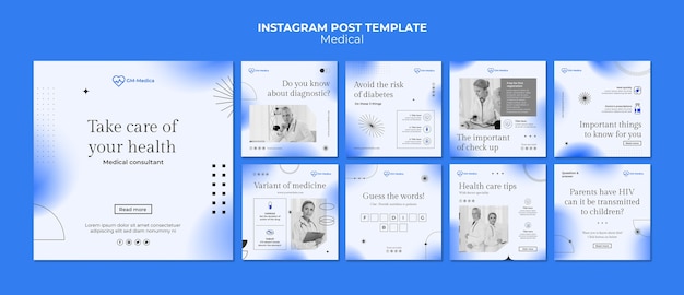 PSD gratuito post instagram di assistenza medica gradiente