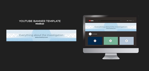 PSD gratuito modello di banner youtube per cure mediche sfumate