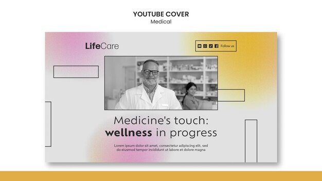 PSD gratuito copertina di youtube di gradient medical care