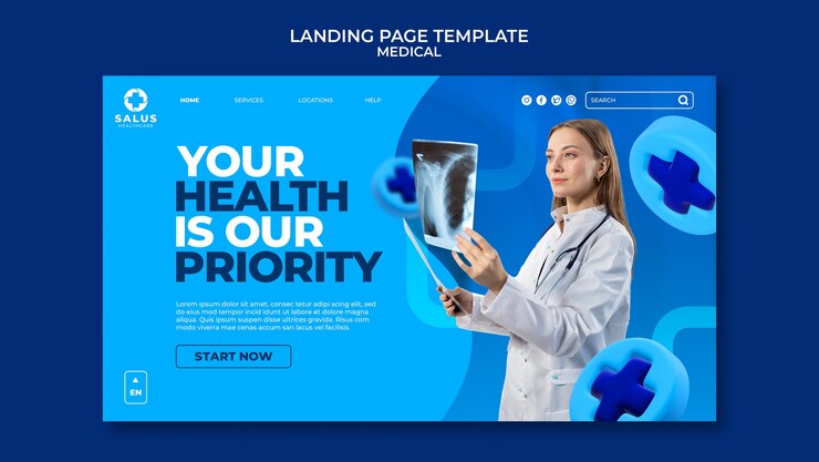 無料PSD 勾配医療ランディングページデザインテンプレート