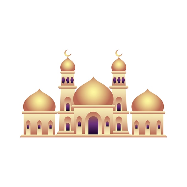 Free PSD gradient mosque illustration