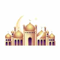 Free PSD gradient mosque illustration