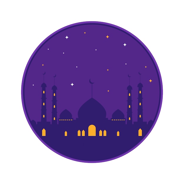 Free PSD gradient mosque illustration