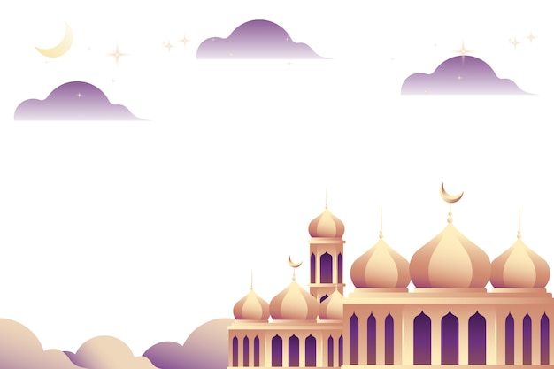 Free PSD gradient mosque illustration