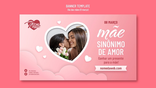 PSD gratuito modello di banner per la festa della mamma sfumato