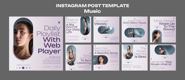 PSD gratuito post di instagram del concetto di musica sfumata