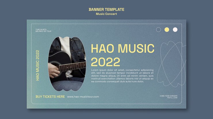 無料PSD グラデーション音楽コンサート水平バナーテンプレート