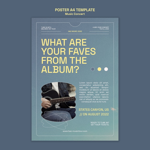 PSD gratuito modello di poster per concerti di musica sfumata