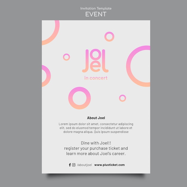 Free PSD gradient music event invitation template