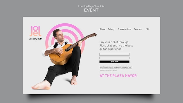 Free PSD gradient music event landing page template