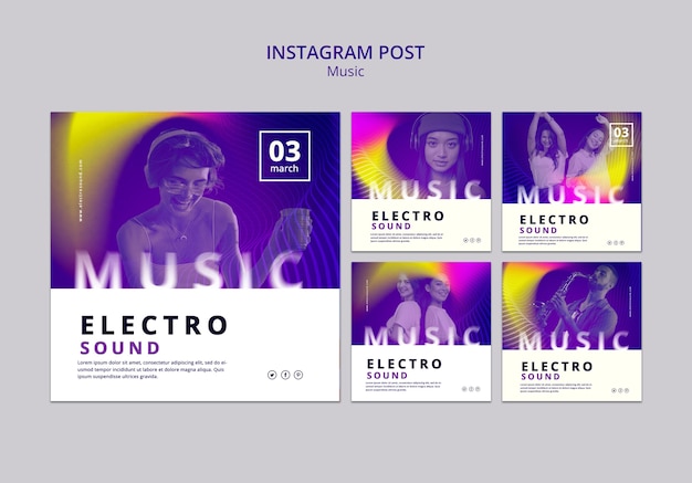 Free PSD gradient music festival instagram posts
