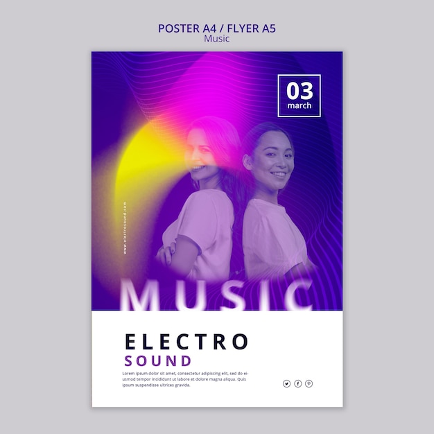 Free PSD gradient music festival poster template