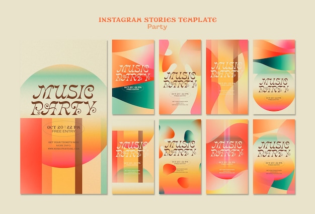 Free PSD gradient music party instagram stories