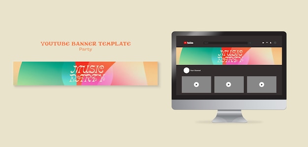 Free PSD gradient music party youtube banner template